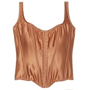 VS Victoria's Secret Very Sexy Classic Silk Corset Toffee Beige XS New
